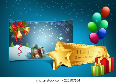New year gift box with bubbles