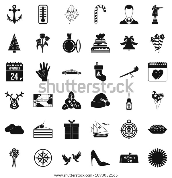 New year icons set. Simple style of\
36 new year icons for web isolated on white\
background