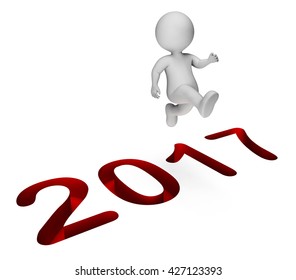 New Year Representing Two Thousand Seventeen And 2017 3d Rendering