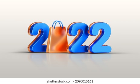 New Year Sale 2022 3D Design Concept Psd