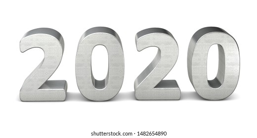 New Year Text Silver 2020 3d Rendering