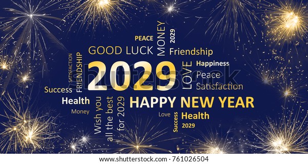 New Years Card 2029 Good Wishes Stock Illustration 761026504