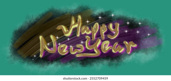 New Year's Eve Party background banner greeting card illustration . Golden in the night sky. neon glowing text wallpaper. - Powered by Shutterstock