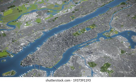 New York 3D city model aerial rendering