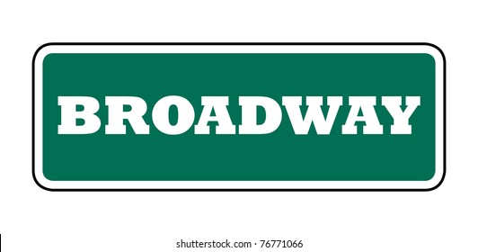 New York Broadway street sign; isolated on white background.