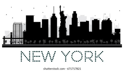 New York City Skyline schwarz-weiß Silhouette.: Stock-Vektorgrafik  (Lizenzfrei) 665955403 | Shutterstock