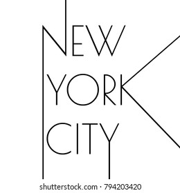 Diseño tipográfico de la ciudad de Nueva York. Banner redondo, afiche, diseño deportivo de camisetas y material gráfico.