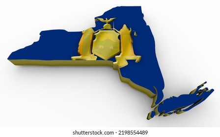 New York NY State Map Flag Background 3d Illustration