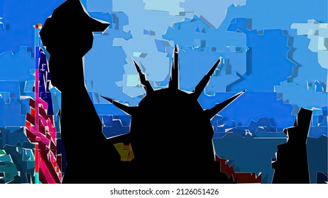 Estatua de la libertad de Nueva York en un diseño de estilo de arte pop Ilustración de stock