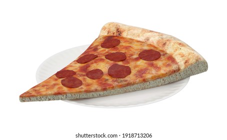 New York Style Pizza 3D Illustration On White Background