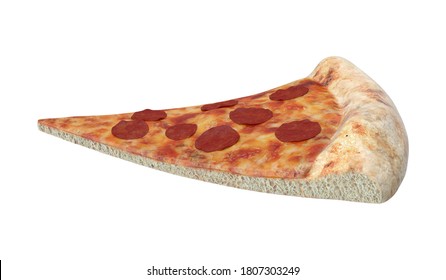 New York Style Pizza Slice 3D Illustration On White Background