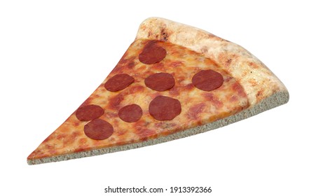 New York Style Pizza Slice 3D Illustration On White Background