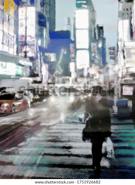 New York time\
square night street. 3D\
rendering