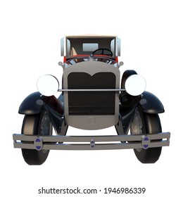 New York, United States- July 1, 1920 - Ford Model A Car City Tourism Luxury Transport 1920s - Front View White Background 3D Rendering Ilustracion 3D