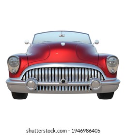 New York, United States- july 1, 1950 - Buick Skylark Convertable sport car city tourism luxury transport 1950s - Front view white background 3D Rendering Ilustracion 3D