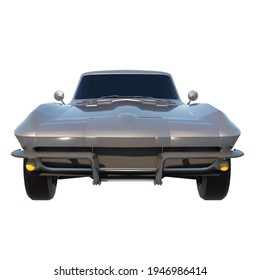 New York, United States- July 1, 1950 - Corvette Stingray Sport Car City Tourism Luxury Transport 1950s - Front View White Background 3D Rendering Ilustracion 3D