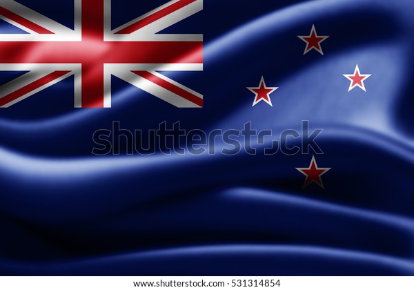 ニュージーランドの絹の国旗 3dイラスト のイラスト素材