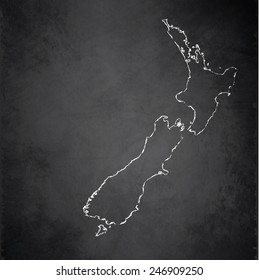 New Zealand map blackboard chalkboard raster