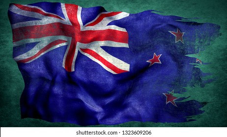 New Zealand Torn Flag 3d Render