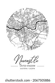 Newcastle - United Kingdom Black Water City Map