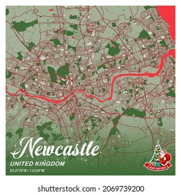 Newcastle - United Kingdom Christmas City Map