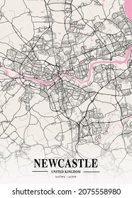 Newcastle - United Kingdom Neapolitan City Map