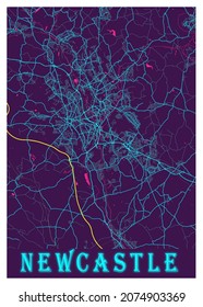 Newcastle - United Kingdom Neon City Map