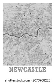 Newcastle - United Kingdom Pencil City Map