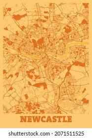 Newcastle - United Kingdom Sunset City Map