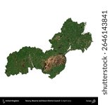 Newry, Mourne and Down District Council. Administrative area of United Kingdom isolated on white on a satellite image taken in April 2023