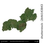 Newry, Mourne and Down District Council. Administrative area of United Kingdom isolated on white on a satellite image taken in June 2023