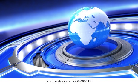 News, Broadcast Media Concept. Abstract Image Of A World Globe. 3d Illustration