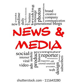 News Media Word Cloud Concept Red Stock Illustration 111643280 ...