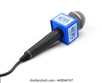 News Microphone Isolated On White. 3d Render