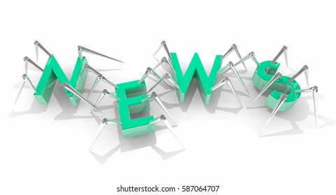 News Report Tech Announcement Update Spiders 3d Illustration