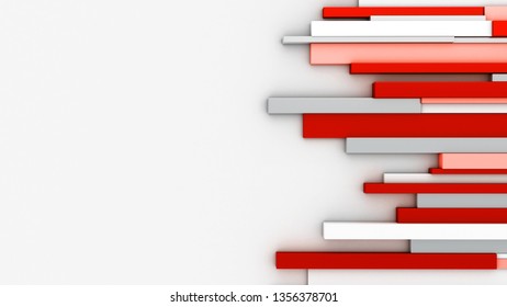 News Room. Abstract Wall. Red Lines. 3D Rendering