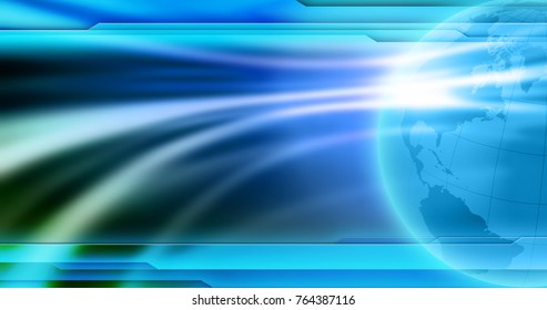 News Template With Blur Abstract Background, Earth Globe And Design Tabs Elements. 