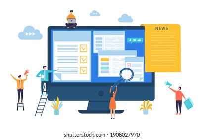 News Update. Digital News, Online Newspaper Concept. Site Editing, Content Updating Illustration