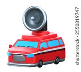 News Van 3D Icon Illustration, perfect for user interfaces and creative projects.