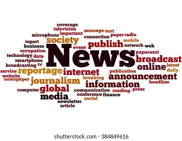 News Word Cloud Concept On White Stock Illustration 384849616 ...