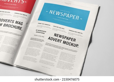 Newspaper Advertising Magazine Brochure Mockup 3D Rendering White Background - Shutterstock ID 2150476075