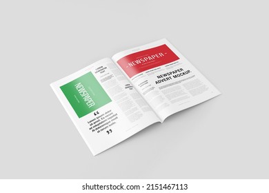 Newspaper Advertising Magazine Brochure Mockup 3D Rendering White Background - Shutterstock ID 2151467113