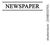 Newspaper article. Title and empty space on white background