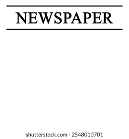 Newspaper article. Title and empty space on white background