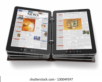 Newspaper or magazine from tablet pc. 3d
