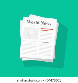 Newspaper Stack Illustration, News Paper Pile Front Page Top View Abstract Text Articles And Headlines, World News, Daily Paper Rolled, Journal Heap, Magazine Flat Icon Design Isolated On Green Image