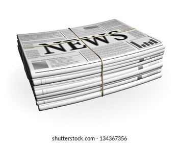 Newspaper Stack Isolated On White