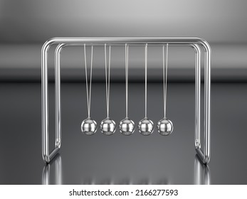Newton pendulum on a reflection background. 3d illustration.