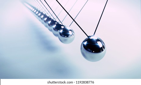 Newton's Cradle, Action And Reaction Concept, Series Of Swinging Spheres, Device That Demonstrates Conservation Of Momentum And Energy (3d Illustration Background)