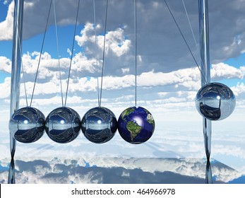 Newtons Cradle Earth 3D Render
 Elements of this image furnished by NASA